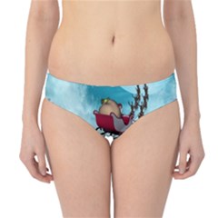 Christmas Design, Santa Claus With Reindeer In The Sky Hipster Bikini Bottoms by FantasyWorld7