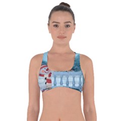 Christmas Design, Santa Claus With Reindeer In The Sky Got No Strings Sports Bra by FantasyWorld7