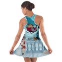 Christmas Design, Santa Claus With Reindeer In The Sky Cotton Racerback Dress View2