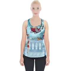 Christmas Design, Santa Claus With Reindeer In The Sky Piece Up Tank Top by FantasyWorld7