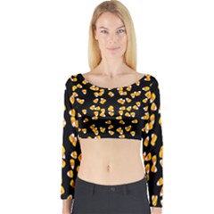 Candy Corn Long Sleeve Crop Top by Valentinaart