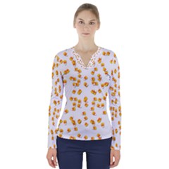 Candy Corn V-neck Long Sleeve Top by Valentinaart