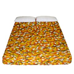 Candy Corn Fitted Sheet (queen Size) by Valentinaart