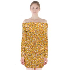 Candy Corn Long Sleeve Off Shoulder Dress by Valentinaart