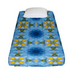 Blue Nice Daisy Flower Ang Yellow Squares Fitted Sheet (single Size)