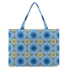 Blue Nice Daisy Flower Ang Yellow Squares Zipper Medium Tote Bag by MaryIllustrations