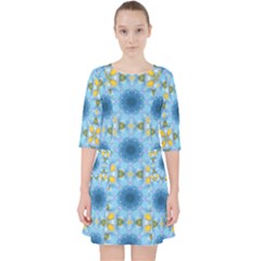 Blue Nice Daisy Flower Ang Yellow Squares Pocket Dress by MaryIllustrations