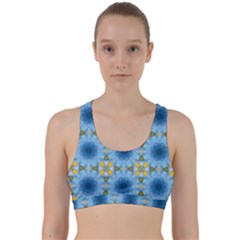 Blue Nice Daisy Flower Ang Yellow Squares Back Weave Sports Bra by MaryIllustrations