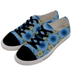 Blue Nice Daisy Flower Ang Yellow Squares Men s Low Top Canvas Sneakers by MaryIllustrations