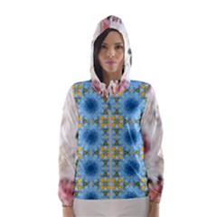 Pink And White Flowers  Hooded Wind Breaker (women)