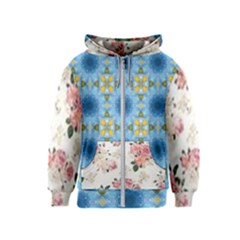 Pink And White Flowers  Kids  Zipper Hoodie