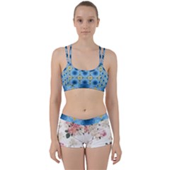 Pink And White Flowers  Women s Sports Set