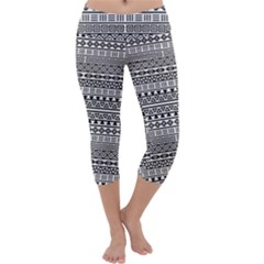 Aztec Influence Pattern Capri Yoga Leggings by ValentinaDesign