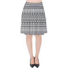 Aztec Influence Pattern Velvet High Waist Skirt