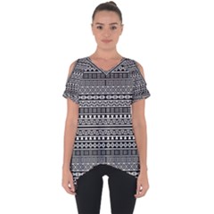 Aztec Influence Pattern Cut Out Side Drop Tee