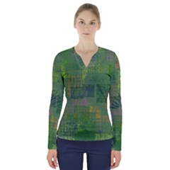 Abstract Art V-neck Long Sleeve Top