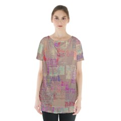 Abstract Art Skirt Hem Sports Top