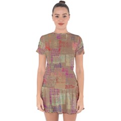 Abstract Art Drop Hem Mini Chiffon Dress