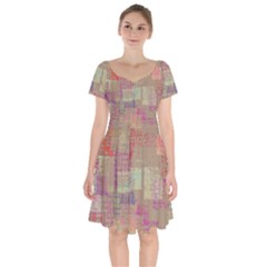 Abstract Art Short Sleeve Bardot Dress by ValentinaDesign