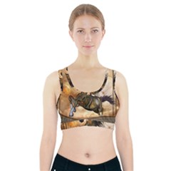 Steampunk, Wonderful Steampunk Horse With Clocks And Gears, Golden Design Sports Bra With Pocket by FantasyWorld7