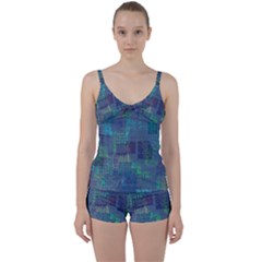 Abstract Art Tie Front Two Piece Tankini