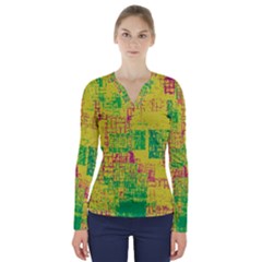 Abstract Art V-neck Long Sleeve Top