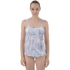 Abstract Art Twist Front Tankini Set