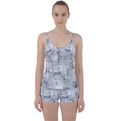 Abstract Art Tie Front Two Piece Tankini