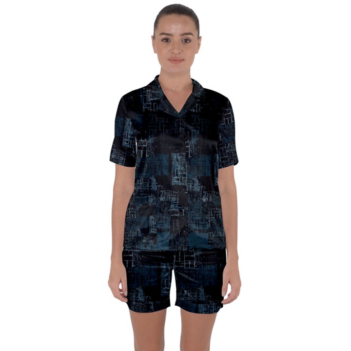 Abstract art Satin Short Sleeve Pyjamas Set