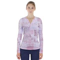 Abstract Art V-neck Long Sleeve Top by ValentinaDesign