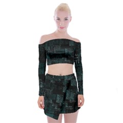 Abstract Art Off Shoulder Top With Skirt Set by ValentinaDesign