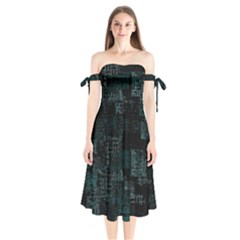 Abstract Art Shoulder Tie Bardot Midi Dress by ValentinaDesign