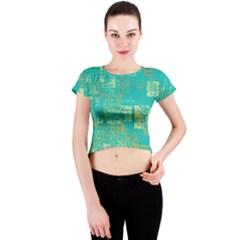 Abstract Art Crew Neck Crop Top by ValentinaDesign