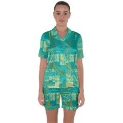 Abstract Art Satin Short Sleeve Pyjamas Set