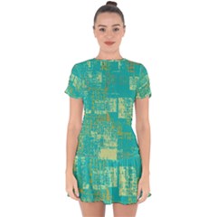 Abstract Art Drop Hem Mini Chiffon Dress