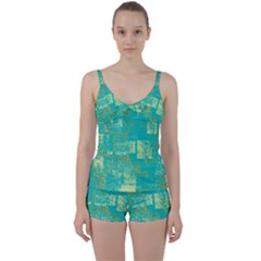 Abstract Art Tie Front Two Piece Tankini