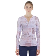 Abstract Art V-neck Long Sleeve Top