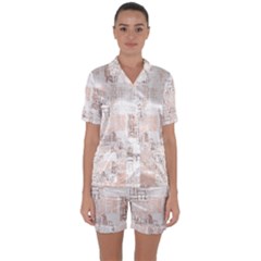 Abstract Art Satin Short Sleeve Pyjamas Set