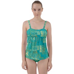 Abstract Art Twist Front Tankini Set