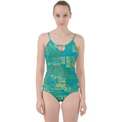 Abstract Art Cut Out Top Tankini Set