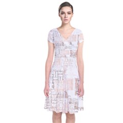 Abstract Art Short Sleeve Front Wrap Dress