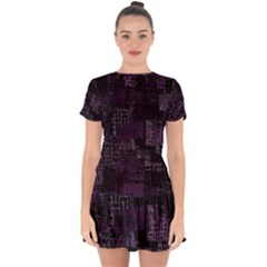 Abstract Art Drop Hem Mini Chiffon Dress