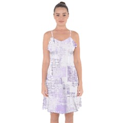 Abstract Art Ruffle Detail Chiffon Dress