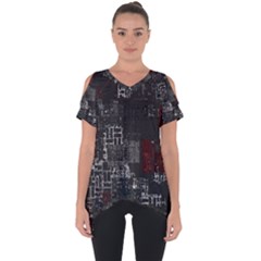 Abstract Art Cut Out Side Drop Tee