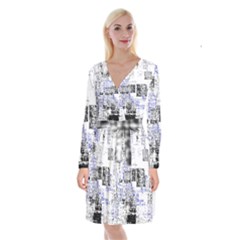 Abstract Art Long Sleeve Velvet Front Wrap Dress by ValentinaDesign