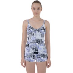 Abstract Art Tie Front Two Piece Tankini