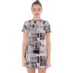 Abstract Art Drop Hem Mini Chiffon Dress