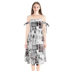 Abstract Art Shoulder Tie Bardot Midi Dress