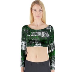 Abstract Art Long Sleeve Crop Top by ValentinaDesign