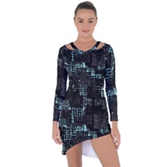 Abstract Art Asymmetric Cut-out Shift Dress